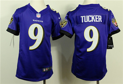 Kid's Baltimore Ravens #9 Justin Tucker Nike Game Purple Home Stitched Jerse