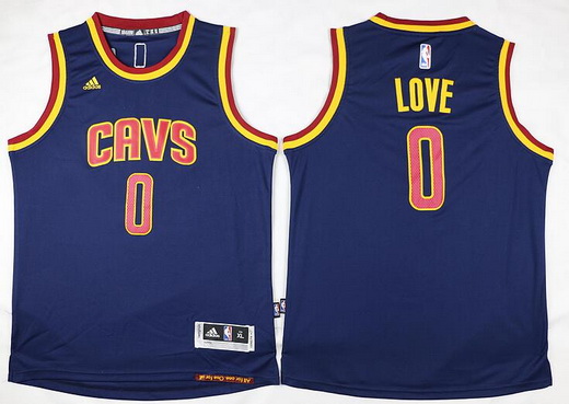 Kid's Cleveland Cavaliers #0 Kevin Love Navy Blue Revolution 30 Jersey