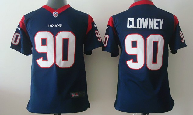 Kid's Houston Texans #90 Jadeveon Clowney Blue Nik Game Stitched Jersey