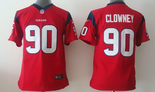 Kid's Houston Texans #90 Jadeveon Clowney Red Nik Game Stitched Jersey