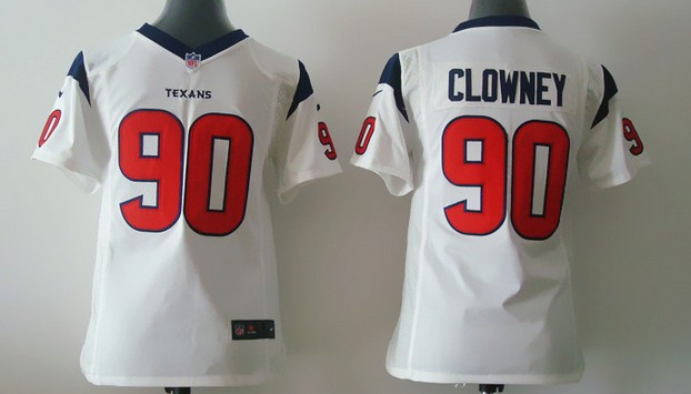 Kid's Houston Texans #90 Jadeveon Clowney White Nik Game Stitched Jersey