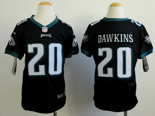 Kid's Philadelphia Eagles #20 Brian Dawkins Black Nik Game Jersey