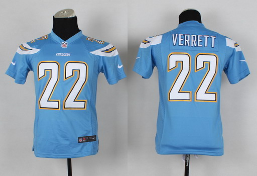 Kid's San Diego Chargers #22 Jason Verrett 2013 Light Blue Nik Game Jersey