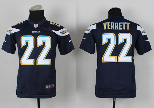 Kid's San Diego Chargers #22 Jason Verrett 2013 Navy Blue Nik Game Jersey