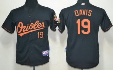 Kids Baltimore Orioles 19 Chris Davis Black Cool Base Baseball MLB Jerseys