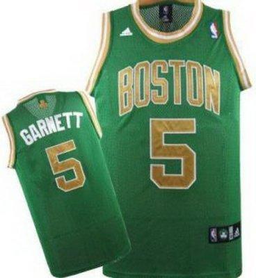 Kids Boston Celtics 5 Kevin Garnett Green NBA Jerseys Gold Number
