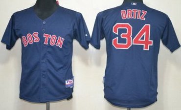Kids Boston Red Sox 34 David Ortiz Blue MLB Jerseys