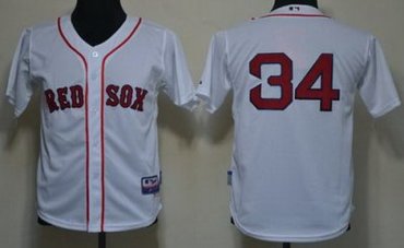 Kids Boston Red Sox 34 David Ortiz White MLB Jerseys