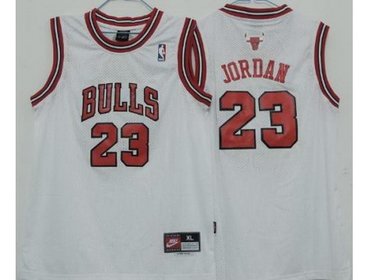 Kids Chicago Bulls 23 Michael Jordan White NBA Jerseys