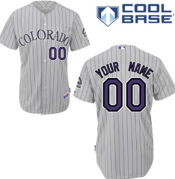 Kids Colorado Rockies Customized Gray Pinstripe Jersey