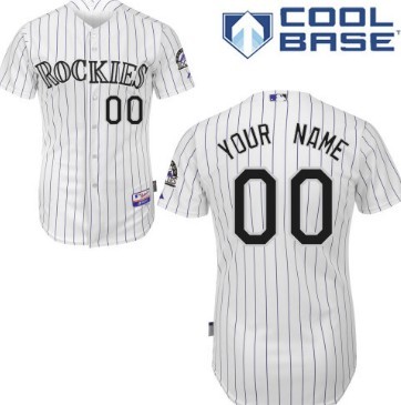 Kids Colorado Rockies Customized White Pinstripe Jersey