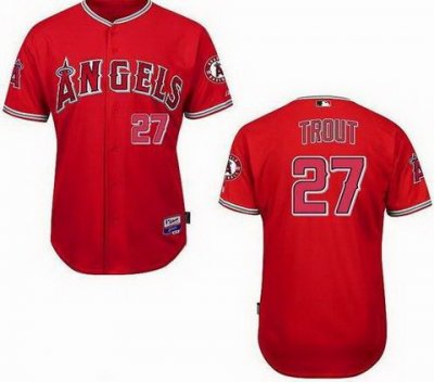 Kids Los Angeles Angels #27 Mike Trout Red MLB Jerseys