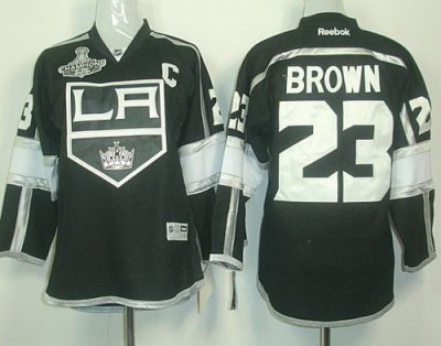 Kids Los Angeles Kings #23 Dustin Brown Black Stanley Cup Finals Champions Patch NHL Jerseys LA Style