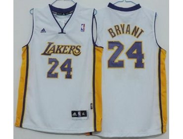 Kids Los Angeles Lakers 24 Kobe Bryant White Revolution 30 Swingman NBA Jerseys
