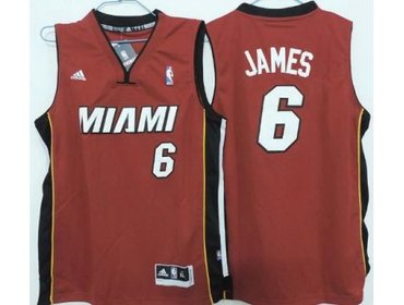 Kids Miami Heat 6 LeBron James Red Revolution 30 Swingman Jerseys
