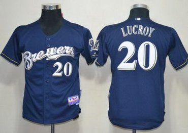 Kids Milwaukee Brewers 20 Lucroy Blue MLB Jerseys