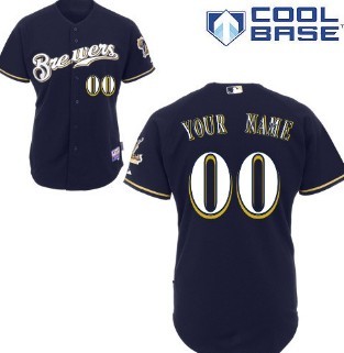 Kids Milwaukee Brewers Customized Navy Blue Jersey