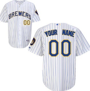 Kids Milwaukee Brewers Customized White Pinstripe Jersey