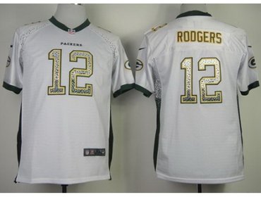 Kids New Green Bay Packers 12 Aaron Rodgers White Drift Fashion Elite NFL Jerseys
