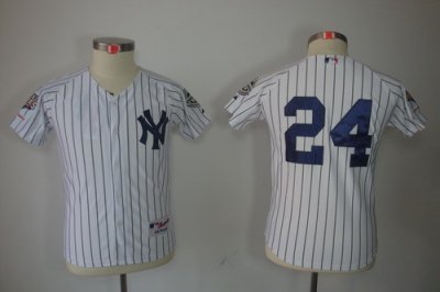 Kids New York Yankees 24 Robinson Can White jerseys(2009 Logo WS 09 Champions Pat)