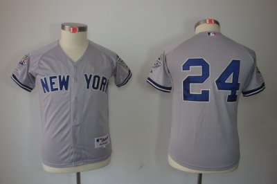 Kids New York Yankees 24 Robinson Cano Grey Jersey(2009 Logo WS 09 Champions Pat)