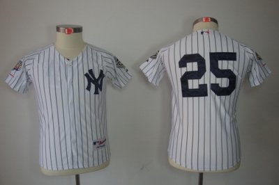 Kids New York Yankees 25 Mark Teixeira White jerseys(2009 Logo WS 09 Champions Pat)