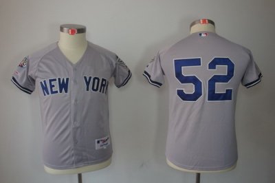 Kids New York Yankees 52 C.C. Sabathia Grey jerseys(2009 Logo WS 09 Champions Pat)