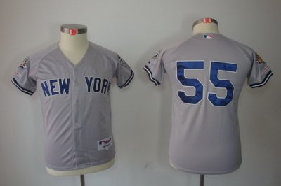 Kids New York Yankees 55 Hideki Matsui Grey jerseys(2009 Logo WS 09 Champions Pat)