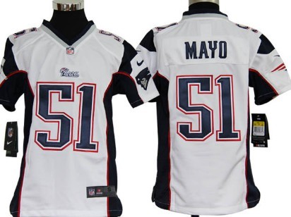 Kids Nike NFL Game Jersey New England Patriots #51 Jerod Mayo White