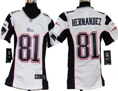Kids Nike NFL Game Jersey New England Patriots #81 Aaron Hernandez White