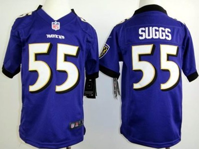 Kids Nike NLF Game Jersey Baltimore Ravens #55 Terrell Suggs Purple