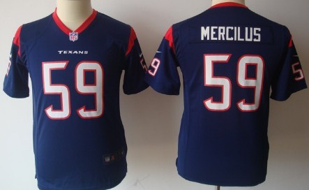 Kids Nike NLF Game Jerseye Houston Texans #59 Whitney Mercilus Blue Stitched