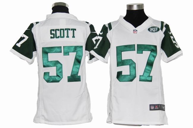 Kids NEW New York Jets 57 Bart Scott White Jerseys
