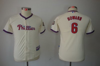 Kids Philadelphia Phillies 6# Ryan Howard Cream jerseys