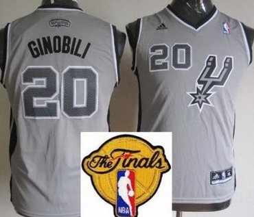 Kids San Antonio Spurs 20 Manu Ginobili Grey Revolution 30 Swingman 2013 Finals Patch NBA Jerseys