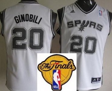 Kids San Antonio Spurs 20 Manu Ginobili White Revolution 30 Swingman 2013 Finals Patch NBA Jerseys