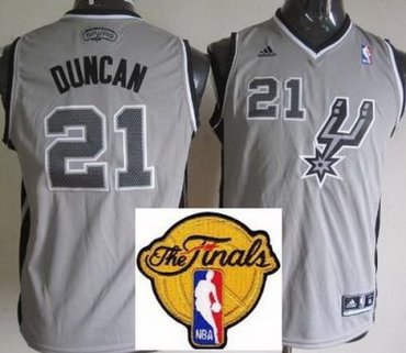 Kids San Antonio Spurs 21 Tim Duncan Grey Revolution 30 Swingman 2013 Finals Patch NBA Jerseys
