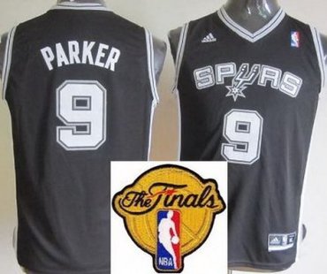 Kids San Antonio Spurs 9 Tony Parker Black Revolution 30 Swingman 2013 Finals Patch NBA Jerseys