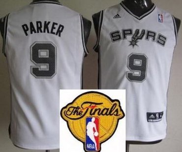 Kids San Antonio Spurs 9 Tony Parker White Revolution 30 Swingman 2013 Finals Patch NBA Jerseys