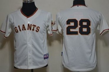 Kids San Francisco Giants 28 Buster Posey Cream MLB Jerseys