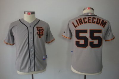 Kids San Francisco Giants 55 Tim Lincecum Grey 2012 jerseys
