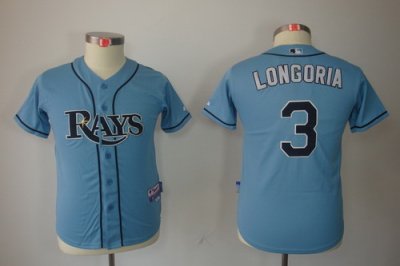 Kids Tampa Bay Rays 3 Evan Longoria LT.blue Jerseys