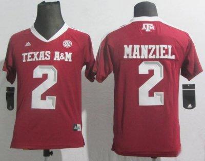 Kids Texas A&M Aggies 2 Johnny Manziel Red College Football NCAA Jerseys