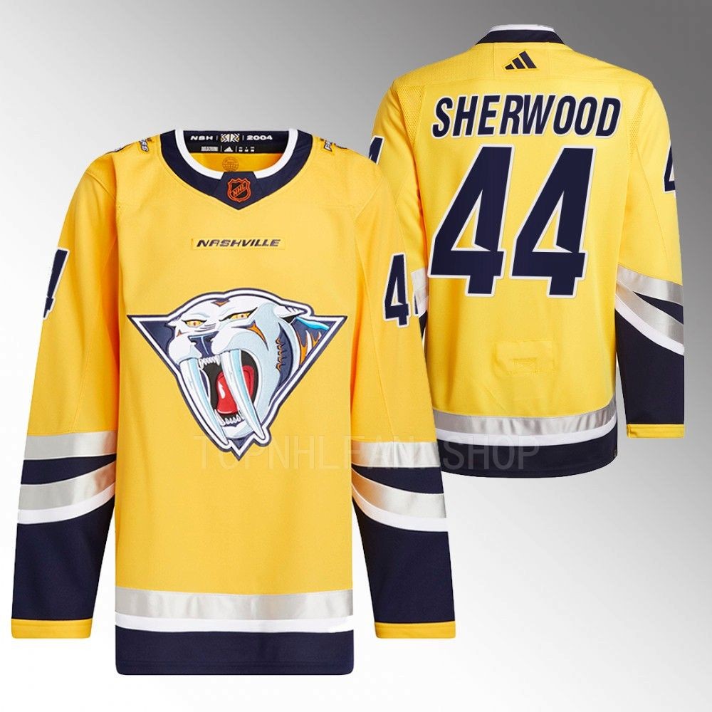 Kiefer Sherwood 2022 Nashville Predators Yellow Reverse Retro 2.0 Authentic Primegreen Jersey