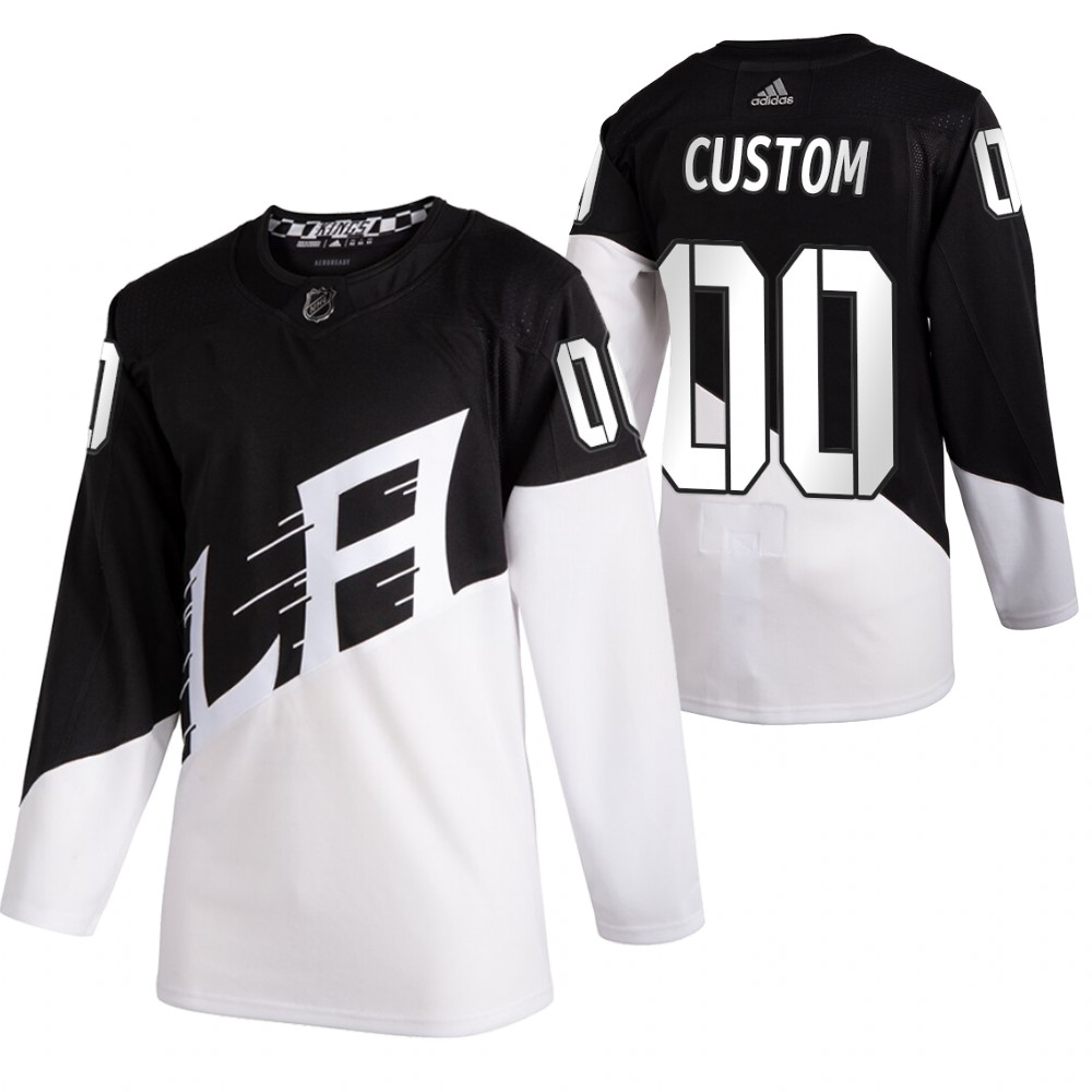 Kings #00 Custom 2020 Stadium Series White Black Jersey - Men's