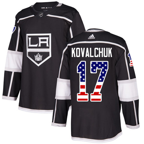 Kings #17 Ilya Kovalchuk Black Home Authentic USA Flag Stitched Hockey Jersey