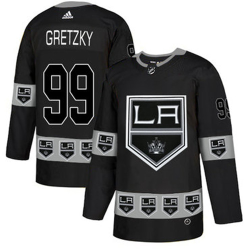 Kings 99 Wayne Gretzky Black Team Logos Fashion Adidas Jersey
