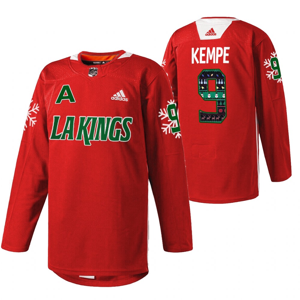 Kings Adrian Kempe Holiday Sweater Red Warm Up Jersey