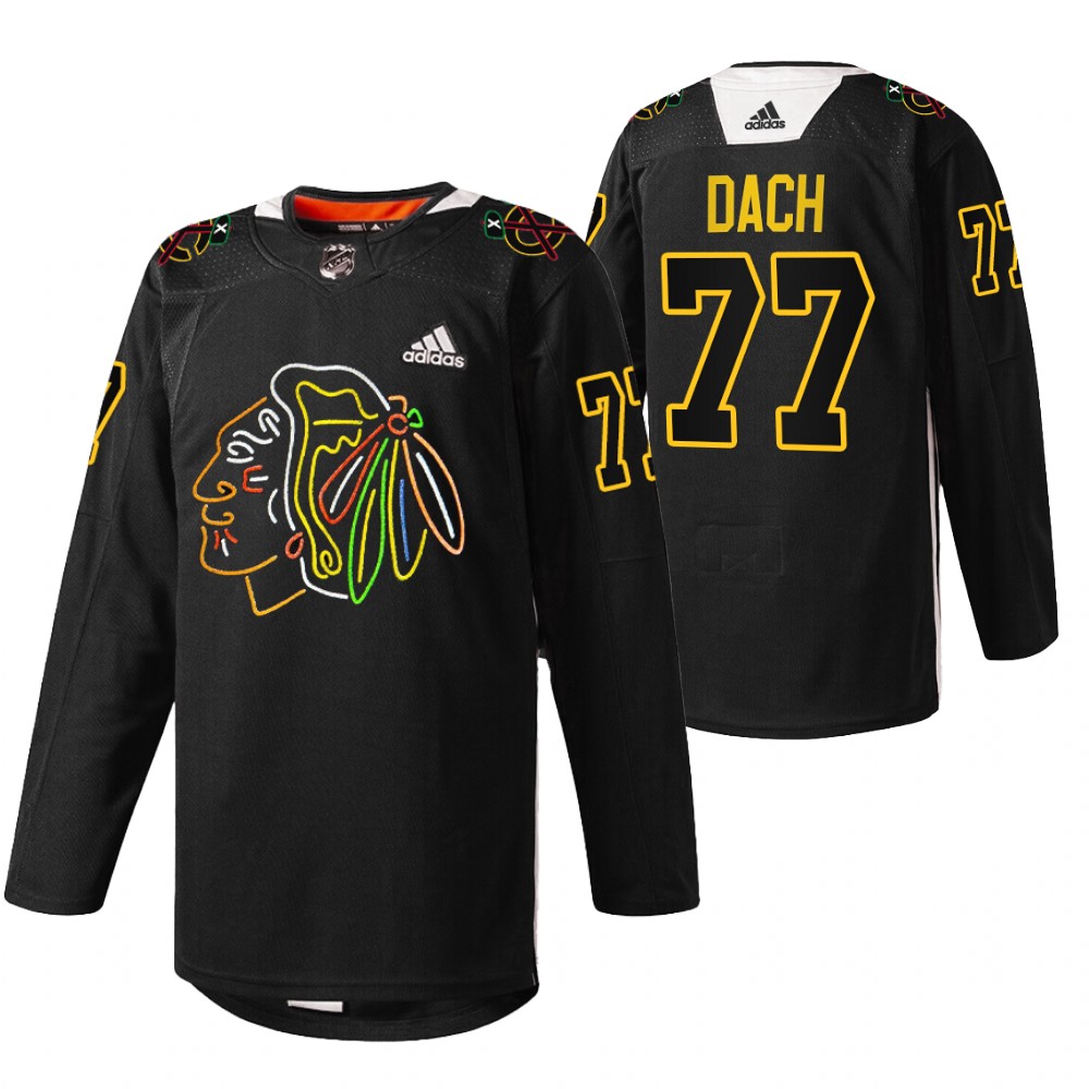 Kirby Dach Blackhawks Foundation Night Jersey Black Warm-Up