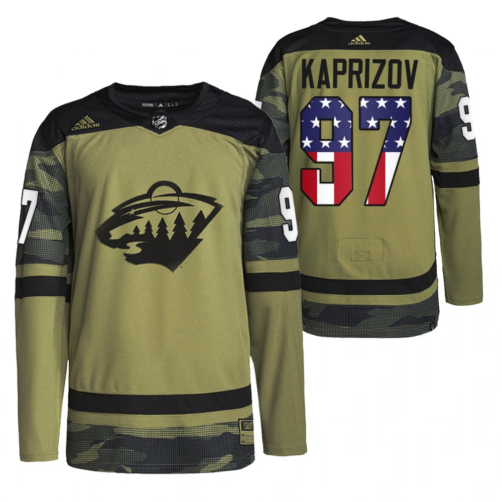 Kirill Kaprizov Wild Military Appreciation Night Jersey Camo Practice